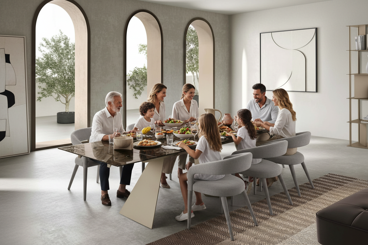table en verre extensible effet mouille en ambiance