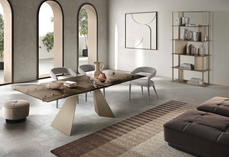 table en verre extensible effet mouille en ambiance dans une salle a manger contemporaine