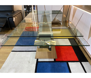 Table en verre Fely - mécanisme d'extension avec rallonges 40 cm
