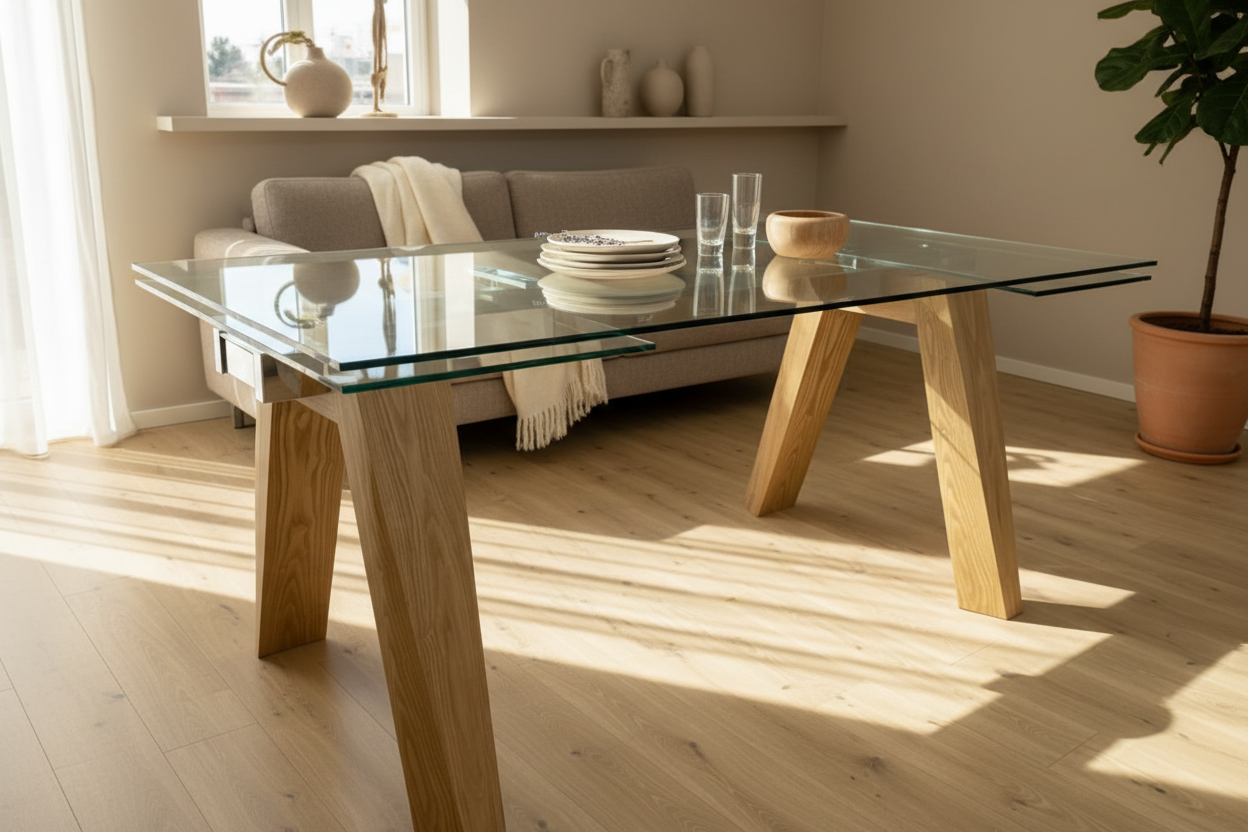 Table À Manger Extensible Talicia - Verre Trempé et Métal - 6 À 8 Table À Manger Extensible Talicia - Verre Trempé et Métal - 6 À 8