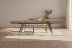 Andrea table en verre extensible inox brossé – configuration ouverte 280 cm