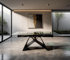 Table en verre extensible pied noir - Omega