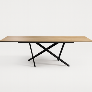 Table à manger extensible en céramique effet bois – modèle Forrest vue de face – Souffle d’Intérieur