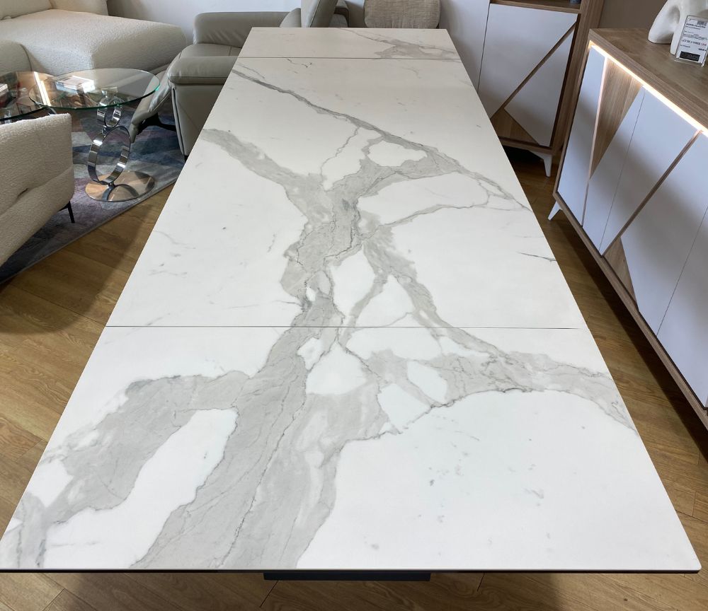 Table céramique extensible marbre blanc mat L180cm - Engie