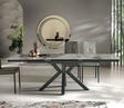 table céramique extensible marbre gris clair pieds métal noir - Souffle d'intérieur