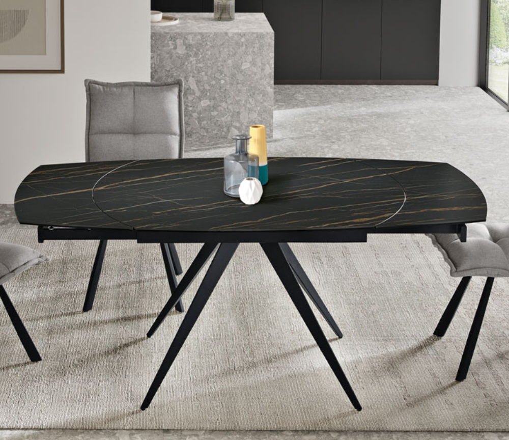 Table céramique marbre noir extensible - Souffle d'intérieur