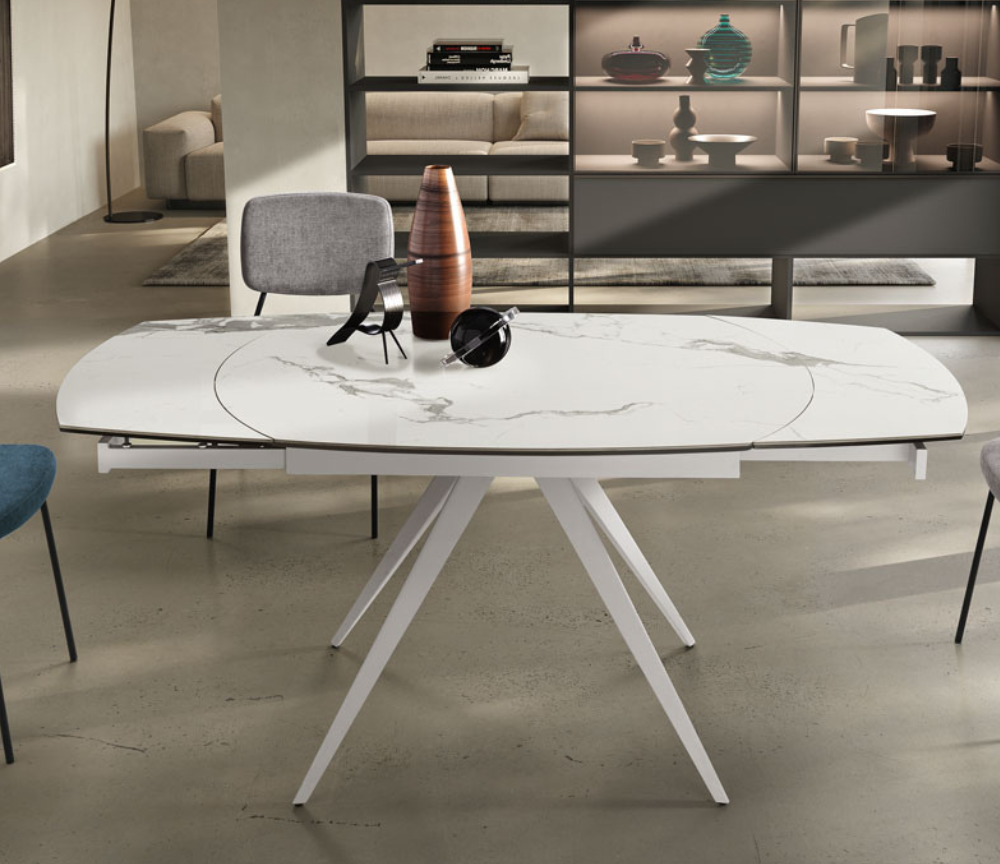 Table céramique marbre blanche extensible - Souffle d'intérieur