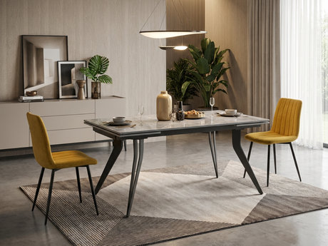 Table de salle à manger en ceramique rectangulaire marbre - Souffle d'intérieur