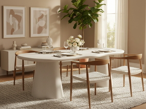 table de salle a manger forme organique en beton cire  mise en situation