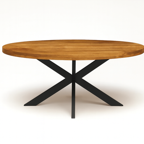 table en bois massif sur un fond blanc vue de face 
