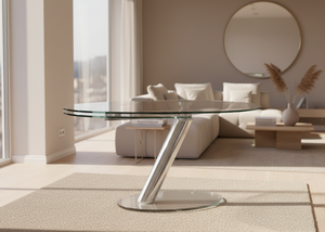 Table ovale extensible en verre – Zestelle | Design lumineux