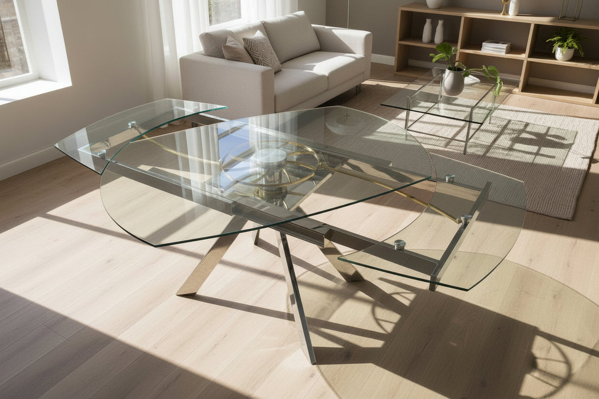 Table à manger en verre extensible - Clock