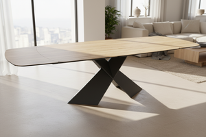 Extendable ceramic and wood table - Morid 