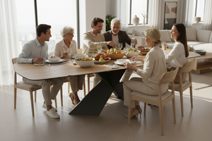 Extendable ceramic and wood table - Morid 