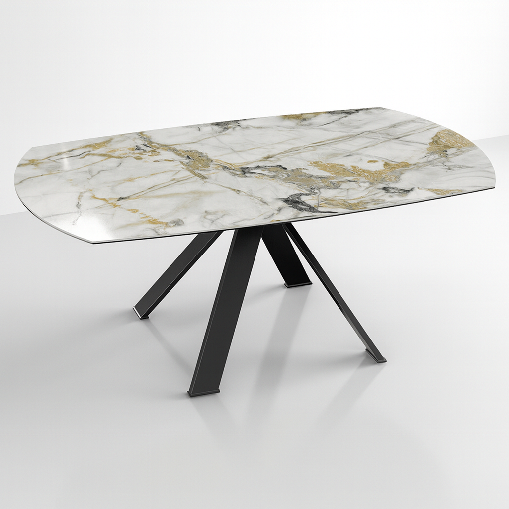 Extendable white marble ceramic table Souffle d'intérieur