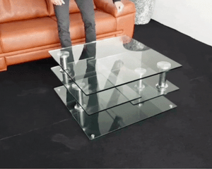 Table basse en verre pivotant design
