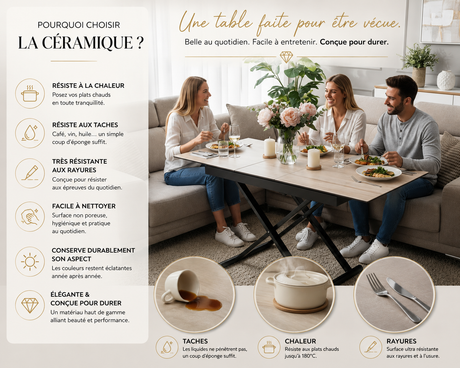 avantages d'une table basse relevable en ceramique 