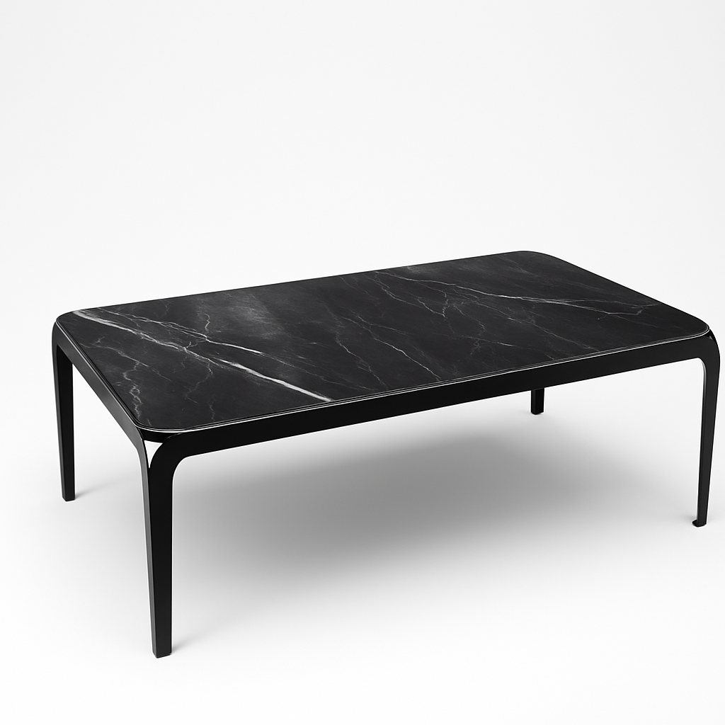 Soumia table basse céramique marbre noir – vue de trois quarts