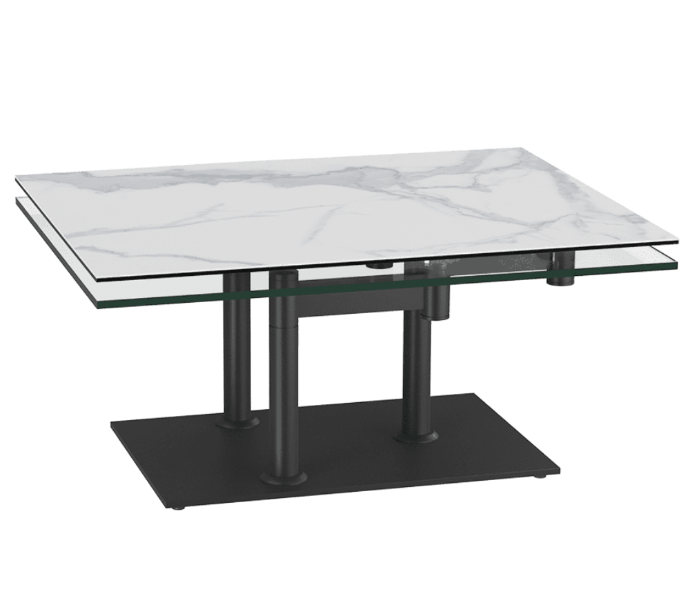 Table de salon basse céramique marbre mat et verre - Oprha