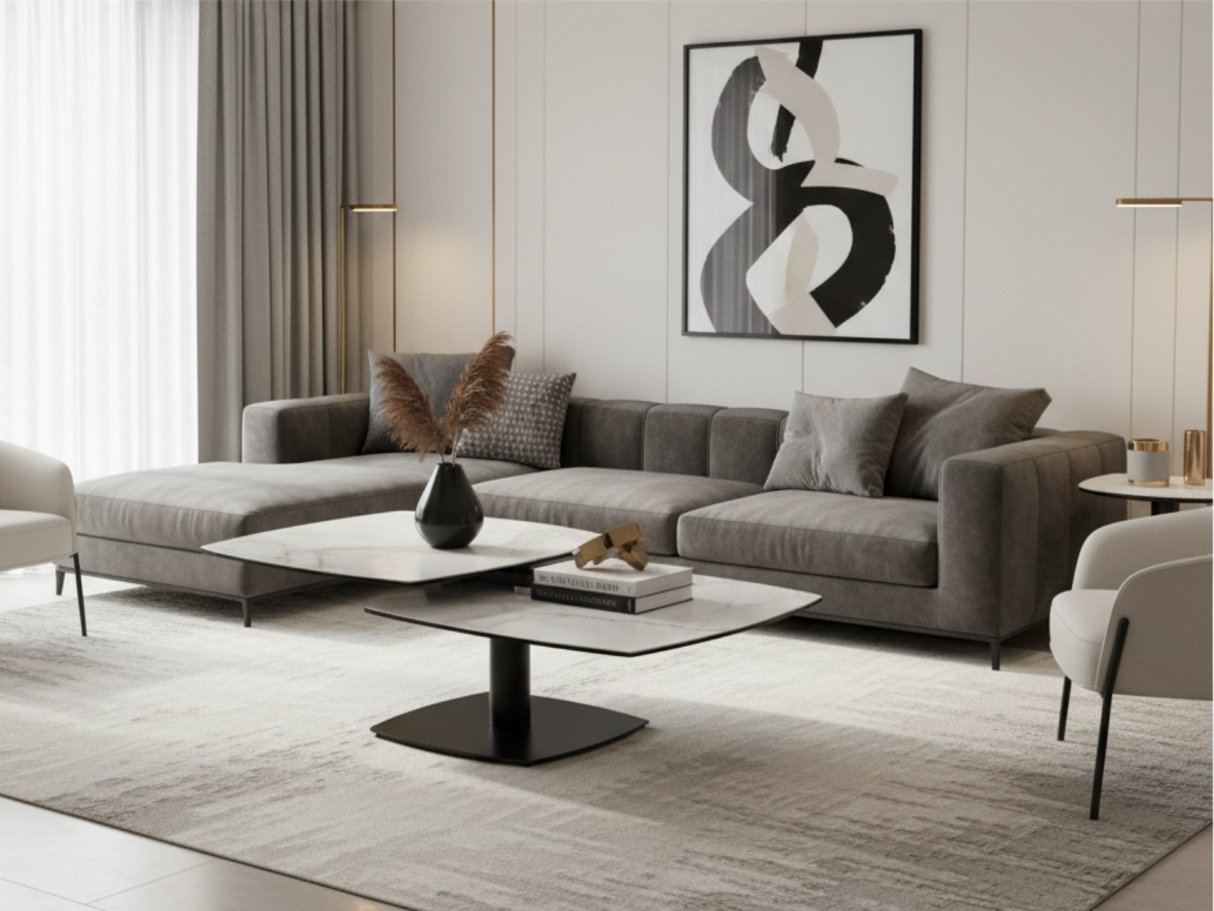 Swivel ceramic coffee table 75x75cm - Theresa