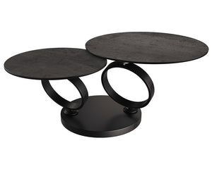table basse céramique ronde effet acier pivotante design - Souffle d'intérieur