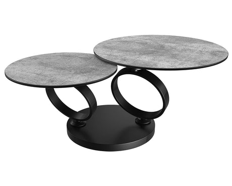 table basse céramique ronde effet argent pivotante design - Souffle d'intérieur
