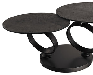 table basse céramique ronde effet acier pivotante design - Souffle d'intérieur