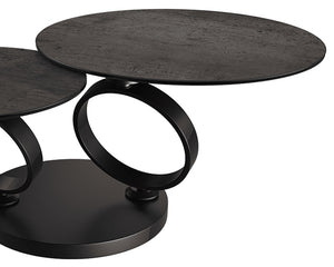 table basse céramique ronde effet acier pivotante design - Souffle d'intérieur
