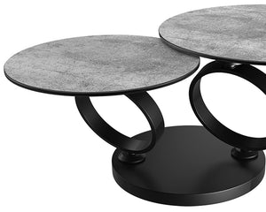 table basse céramique ronde effet argent pivotante design - Souffle d'intérieur