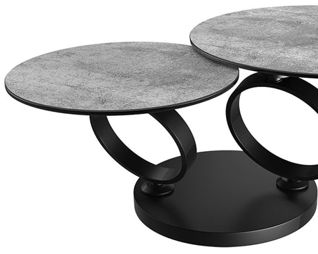 table basse céramique ronde effet argent pivotante design - Souffle d'intérieur