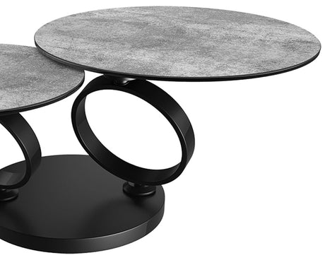table basse céramique ronde effet argent pivotante design - Souffle d'intérieur