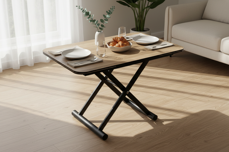 Table basse relevable en céramique effet bois de la marque Akante