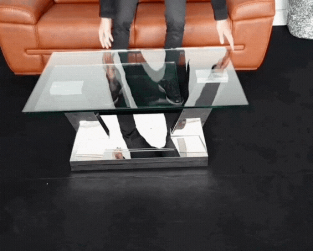 Démonstration d'une table basse en verre pivotante - Souffle d'intérieur
