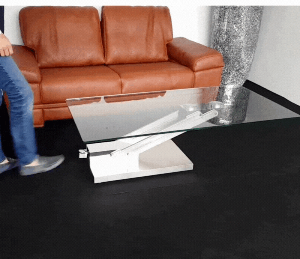 table basse relevable en verre