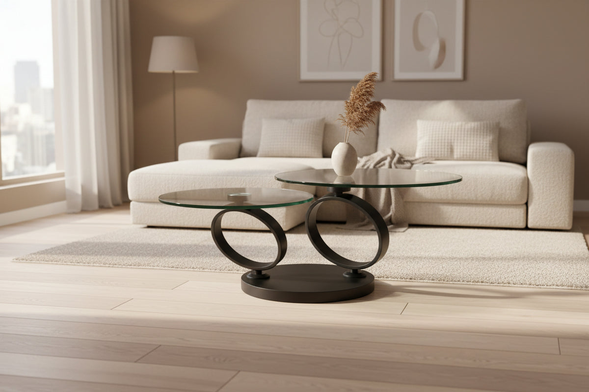 Table basse ronde verre trempé design - Souffle d'intérieur
