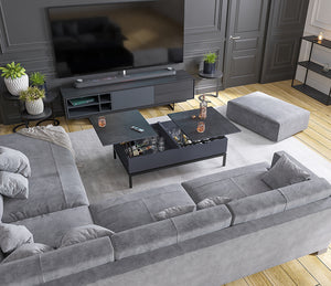 Table basse plateau relevable rectangulaire avec pieds en acier - Akante - Souffle d'Intérieur