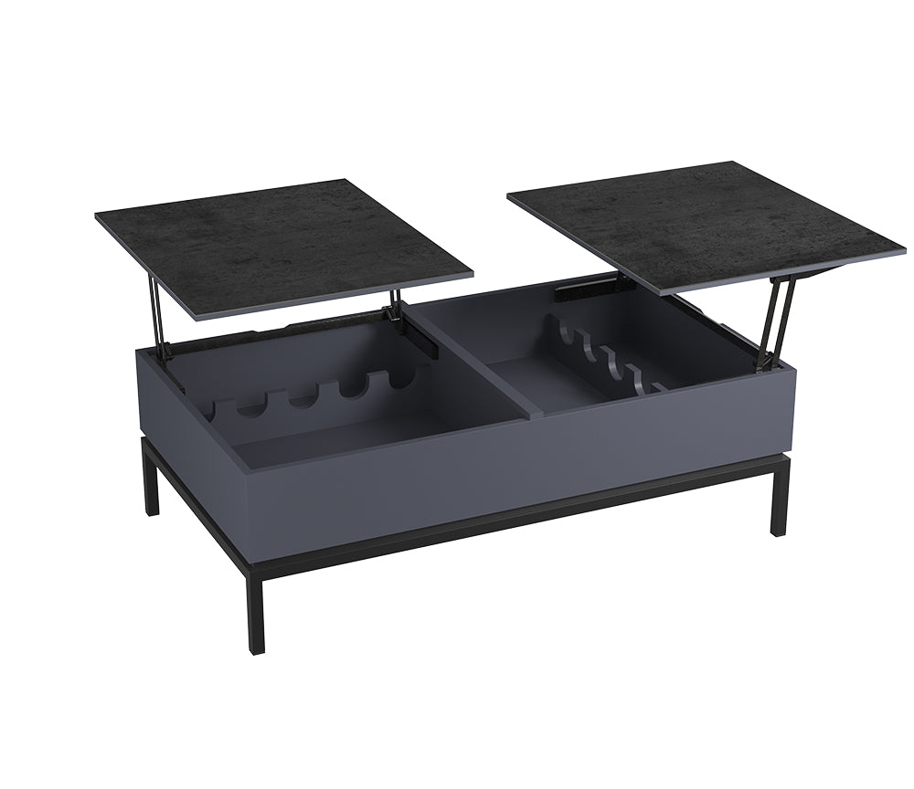 Table basse plateau relevable rectangulaire avec pieds en acier - Akante - Souffle d'Intérieur