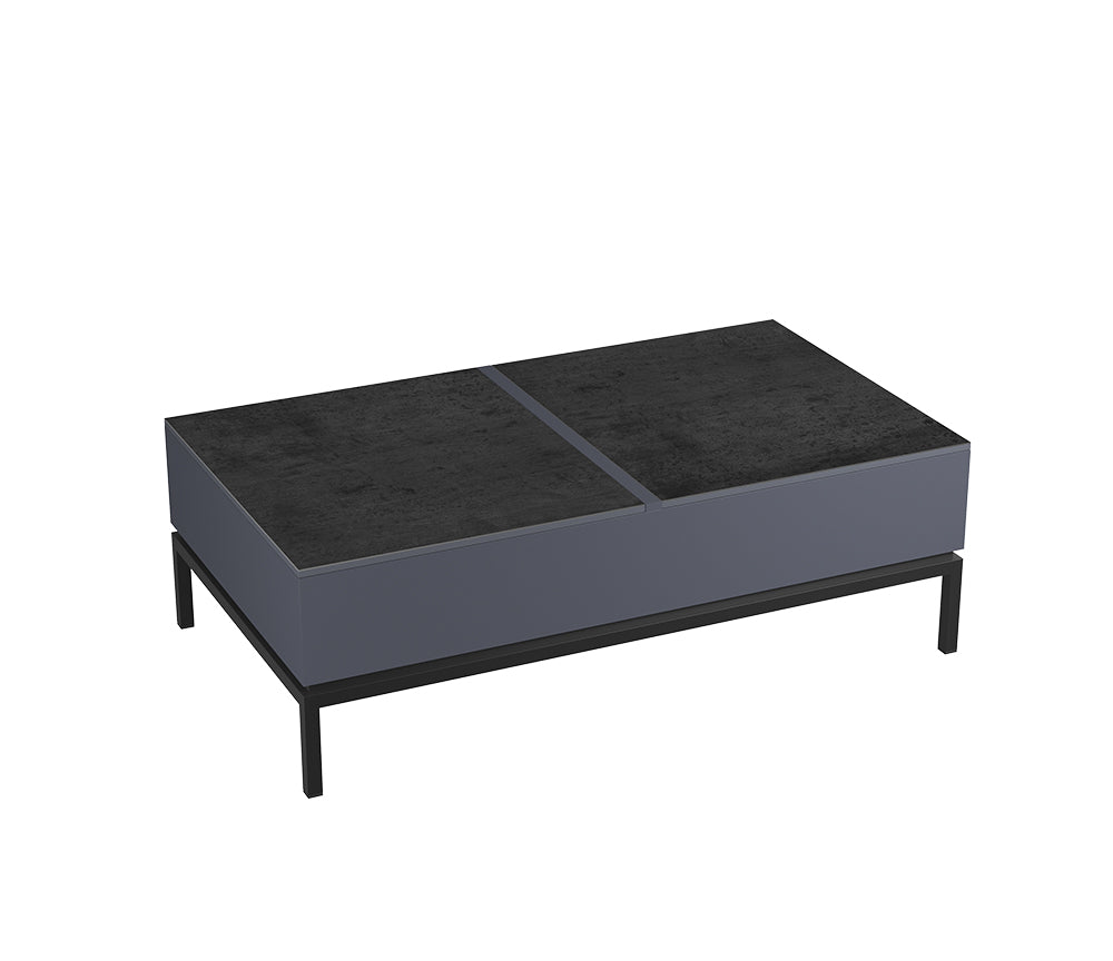 Table basse plateau relevable rectangulaire avec pieds en acier - Akante - Souffle d'Intérieur