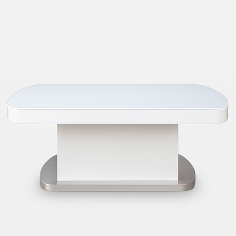 Table basse relevable blanche extensible en verre trempé – modèle Setty Souffle d’Intérieur
