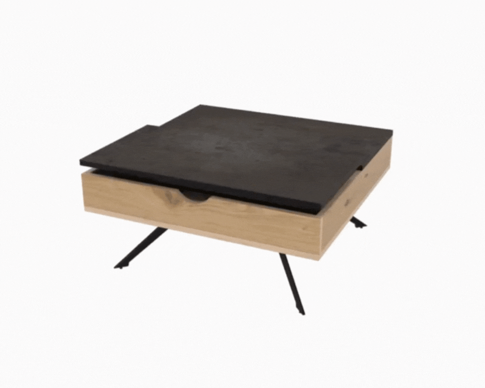 Table basse plateau relevable céramique design carré - Akante - Souffle d'intérieur