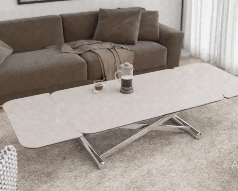 Table basse relevable et extensible en table haute
