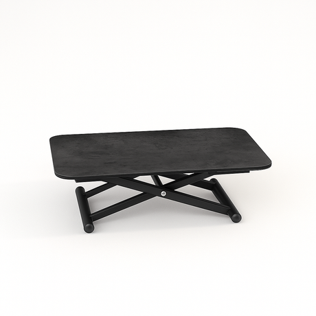 Table basse relevable et extensible en céramique – modèle Enora par Souffle d’Intérieur, design contemporain avec plateau modulable et vérin à gaz.