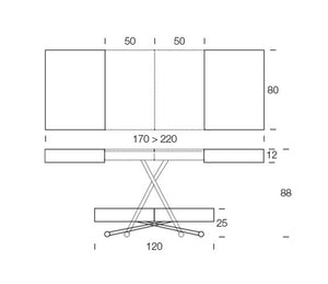 Table basse relevable extensible 120x80cm - Uly