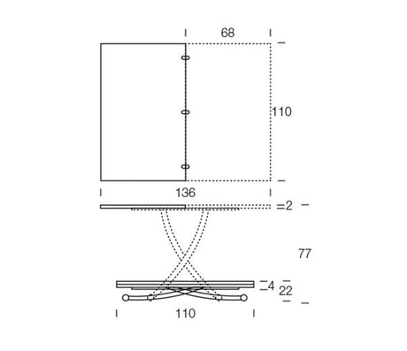 dimensions de la Table basse relevable extensible bois - Altacom - Souffle d'intérieur