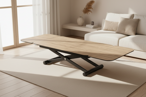 Table relevable extensible ceramique bois - Lunella