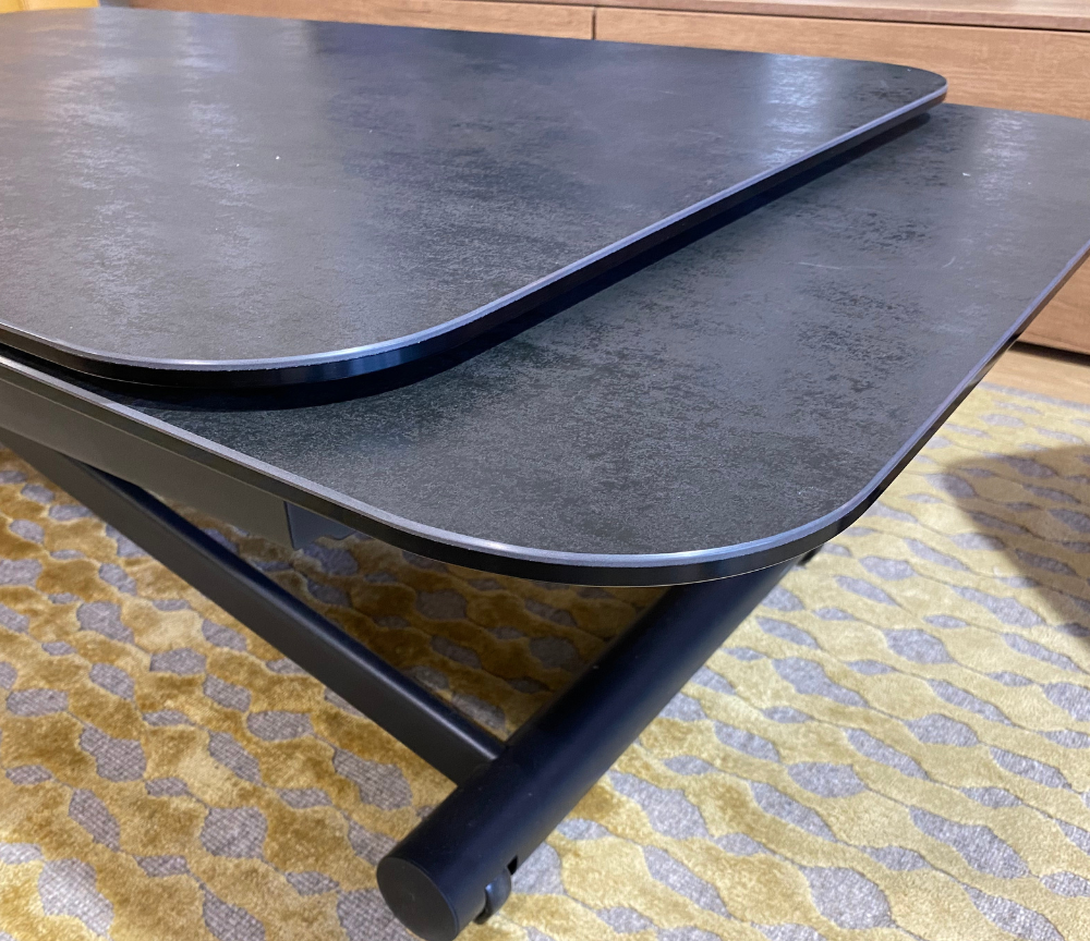Table basse relevable et extensible en céramique gris foncé L 120cm (190cm ouverte) - Enola