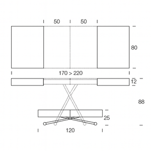Détails dimensions de la table basse relevable extensible blanche Ulisse - Altacom - Souffle d'Intérieur