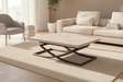 Table basse relevable extensible effet marbre en position fermé dans le salon - Altacom - Souffle d'intérieur