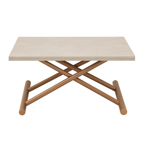 Table basse relevable et extensible effet marbre avec pieds métal teinté – design italien Gingy Altacom | Souffle d’Intérieur
