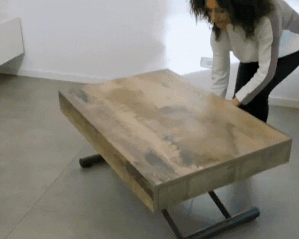 ouverture d'une table basse extensible relevable